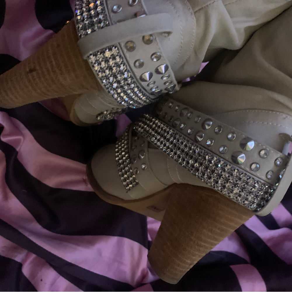 Rhinestone heeled boots